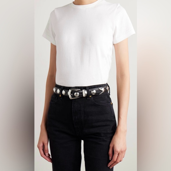 Khaite Benny Studded Leather Belt in Black - Picture 2 of 3